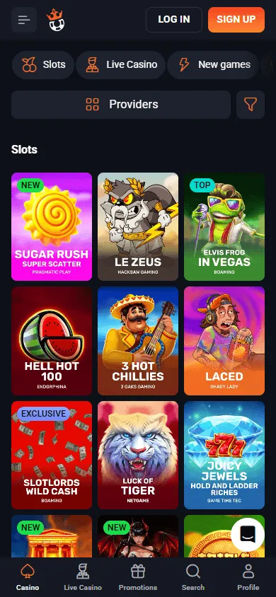 Slotlords Casino mobile casino area
